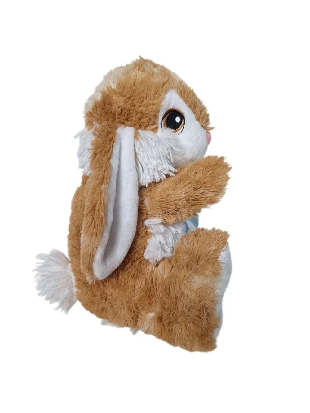 Dan Dee 2022 Easter Bunny Rabbit Brown White Lop Ear Blue Bow Spring Plush 13.5
